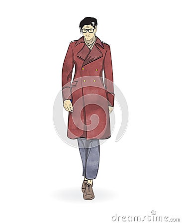 Sketch of a fashionable man Stock Photo