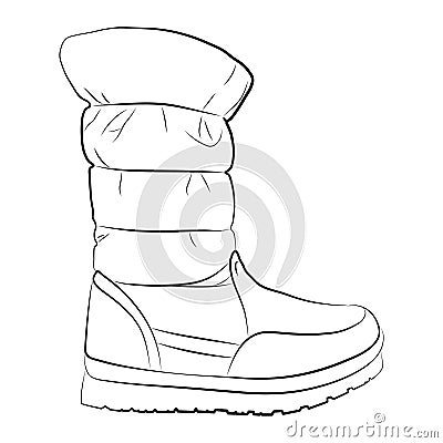 A sketch of female boots on a white background. Vector Illustration