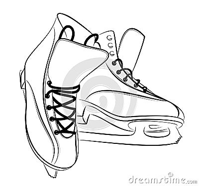 Sketch of the figured skates. Vector Illustration