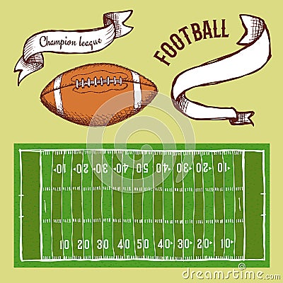 Sketch football set Vector Illustration