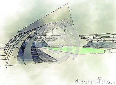 Sketch football sstadium Stock Photo