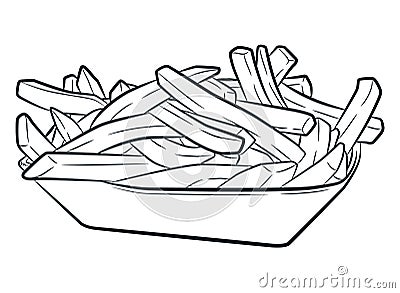 Sketch French Fries Fast Food Doodle Vector Illustration