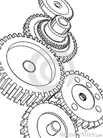 Sketch gears Stock Photo