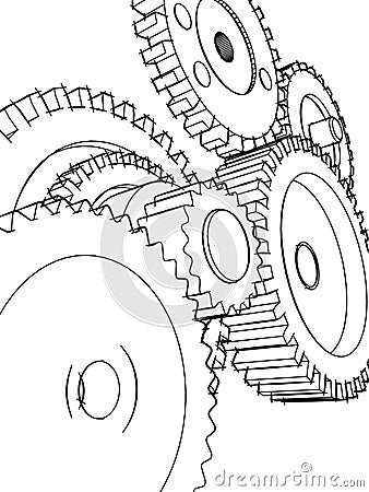 Sketch gears Stock Photo