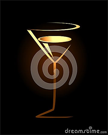 Sketch of golden cocktail glass Stock Photo