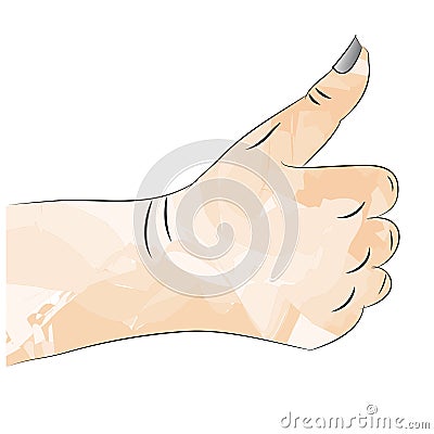 A sketch of a hand with a raised thumb Vector Illustration