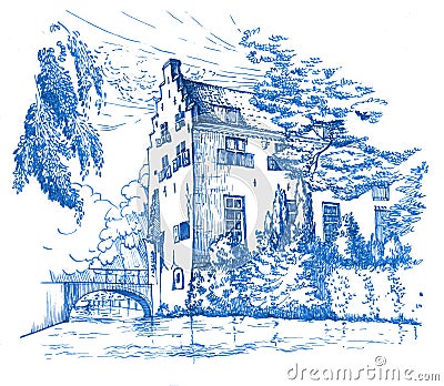 Sketch of historic house in Amersfoort, Netherlands Stock Photo