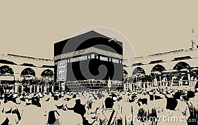 The Sketch of Holy Kaaba, Makkah, Saudi Arabia Stock Photo