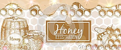 Sketch honey illustration Vector Illustration