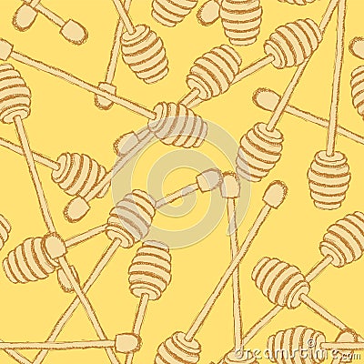 Sketch honey stick in vintage style Vector Illustration