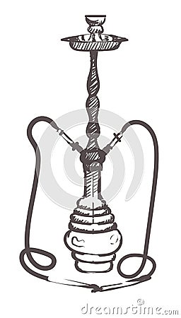 Sketch of a hookah for a lounge cafe. Hand drawn Hookah isolated Stock Photo