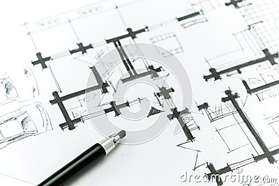 Sketch house plan Stock Photo