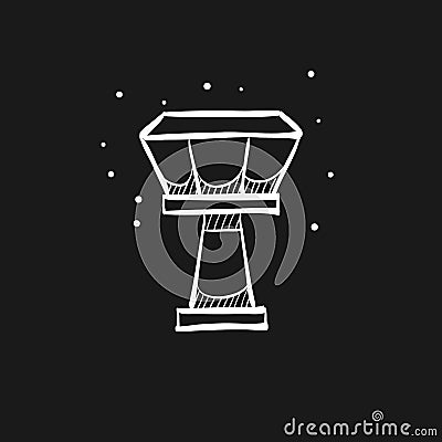 Sketch icon in black - Airport Tower Vector Illustration