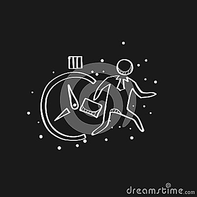 Sketch icon in black - Businessman clock Vector Illustration