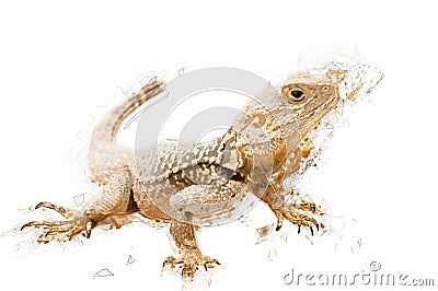 Sketch illustration of a lizard. Isolated. Contains clipping pat Cartoon Illustration