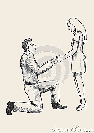 Sketch illustration of a proposing man Vector Illustration