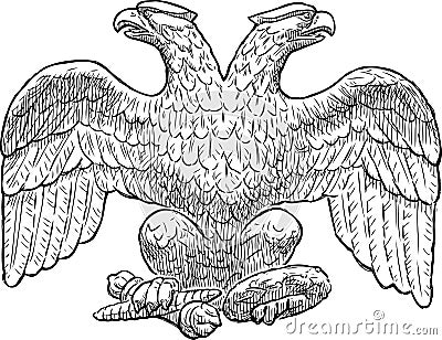 Sketch of an imperial two-headed eagle Vector Illustration