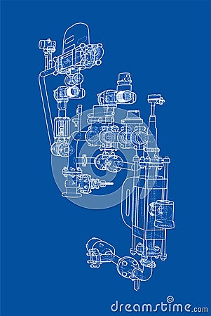 Sketch industrial equipment Vector Illustration