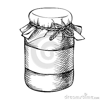 Sketch Ink hand drawn mason jar, bottle. Vector Illustration