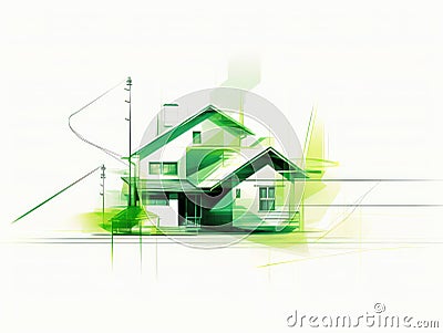 Sketch architectural background construction housing home designer interior project Cartoon Illustration