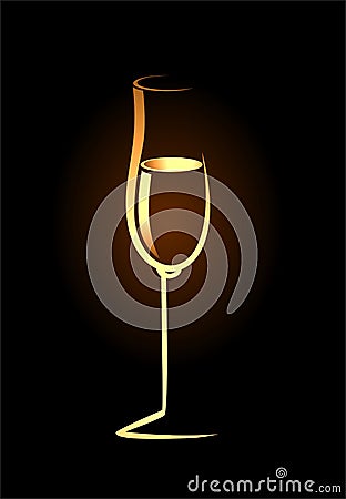 Sketch of isolated golden champagne glass Vector Illustration