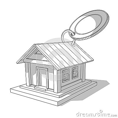 Sketch of Isometric image of private house with round tally isolated Vector Illustration