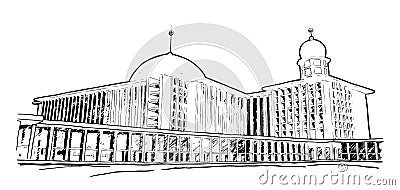 A sketch of Istiqlal Mosque in Jakarta, Indonesia Stock Photo