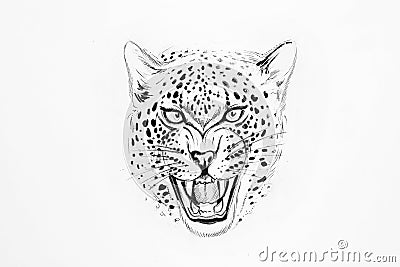 Sketch of a jaguar on white background. Stock Photo