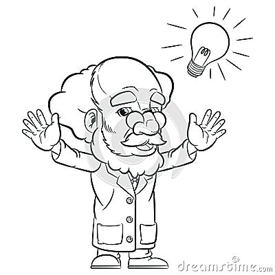 Sketch Laboratory Professor with Invention Eureka Vector Illustration