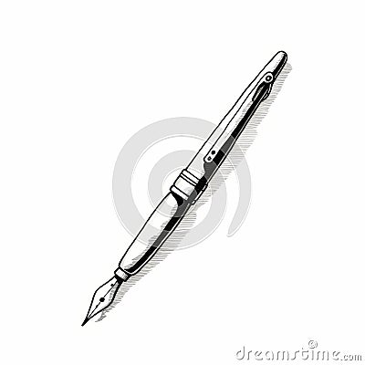 Sleek Black And White Fountain Pen: A Stylish Illustration By William Wendt Stock Photo