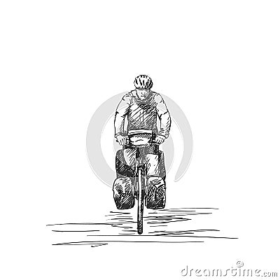 Sketch of long distance cyclist isolated Vector Illustration