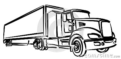 Sketch of long truck. Vector Illustration