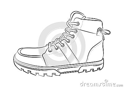 Sketch of a male shoe on white background.Vector illustration. Vector Illustration