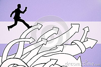 Sketch of man on arrows Stock Photo