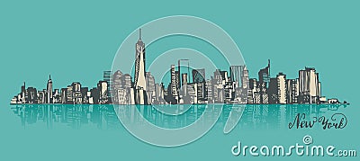 Sketch of Manhattan New York Vector Illustration