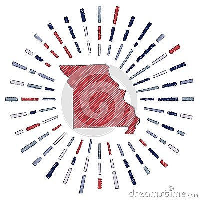 Sketch map of Missouri. Vector Illustration