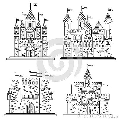 Sketch for medieval castles and fortress Vector Illustration