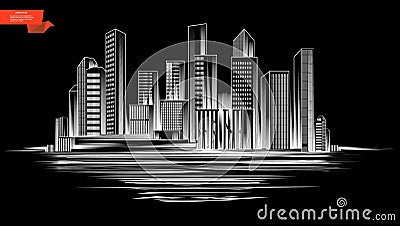 Sketch Modern City Silhouette Concept Vector Illustration