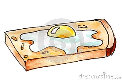 Sketch. Morning breakfast - fried egg on toast Stock Photo