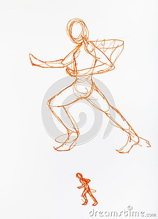 Sketch of the movement of a running human figure Stock Photo