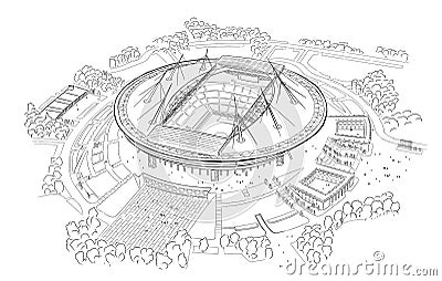 Sketch of the new stadium on Krestovsky island. Vector Illustration