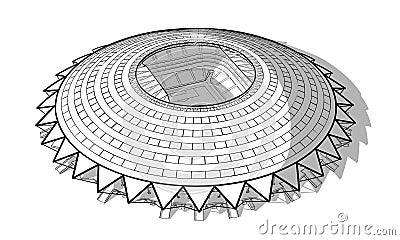 Sketch of the new stadium in Samara. Vector Illustration