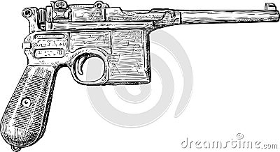 Sketch of an old gun Vector Illustration