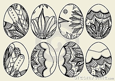 Sketch ornate Easter eggs Vector Illustration