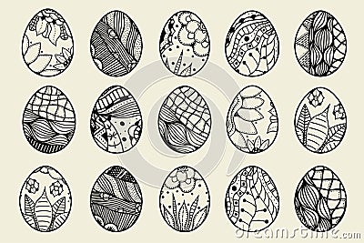 Sketch ornate Easter eggs Vector Illustration
