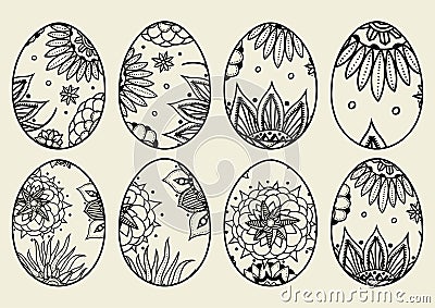 Sketch ornate Easter eggs Vector Illustration