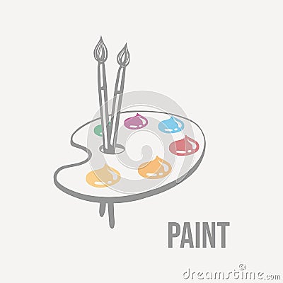 Sketch palette with paints drawn on a light background vector Vector Illustration