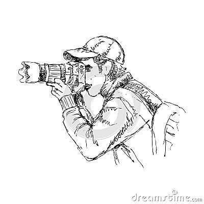 Sketch of Photographer Stock Photo