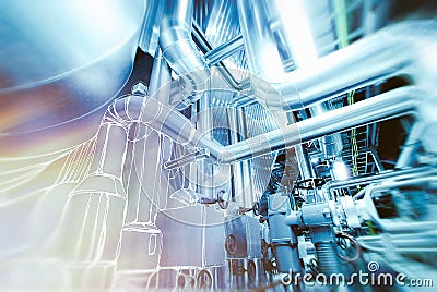 Sketch of piping design concept. Motion blur effect Stock Photo