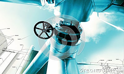 Sketch piping design mixed industrial equipment Stock Photo
